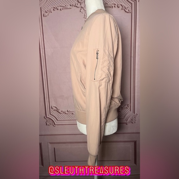 Zara Womens Light Solid Pink Long Sleeve Wind Breaker Jacket Size S Full Zip - Picture 5 of 8